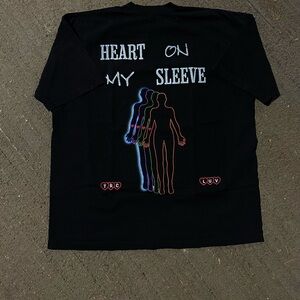 Black Graphic Tee with Heart Design